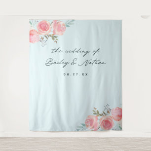 Hintergrund der Hochzeitsfotografie im blauen Fran Wandteppich