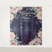 Hintergrund der Hochzeitskabine Lila Sparkle Wandteppich (Vorderseite)
