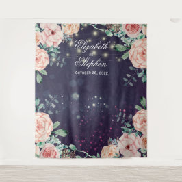 Hintergrund der Hochzeitskabine Lila Sparkle Wandteppich