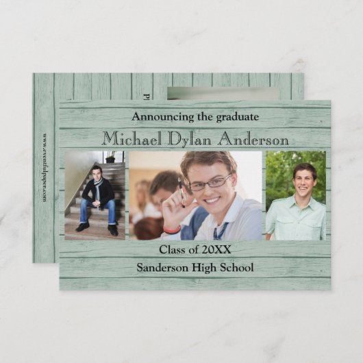 Hintergrund der Holzplatten - 3x5-Absolventen Einladung (Vorne/Hinten)