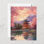 Hintergrund der japanischen Landschaft mit Wasserf Postkarte (Vorne/Hinten)