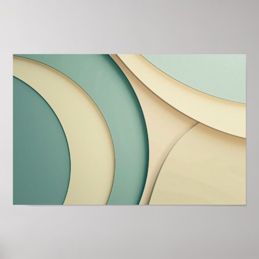 Hintergrund der Krümmungen in Beige und Grün Poster (Vorne)