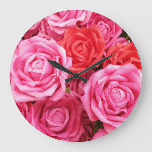 Hintergrund der künstlichen Rote Rose Große Wanduhr