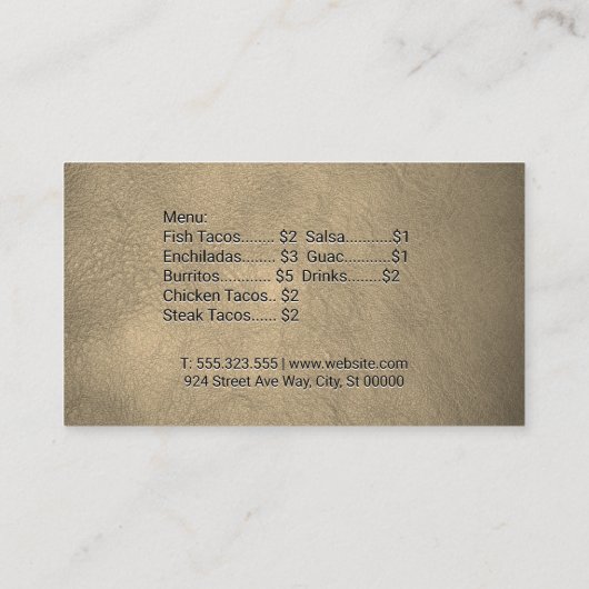 Hintergrund der Ledertextur | Verzierte Elemente Visitenkarte (Rückseite)