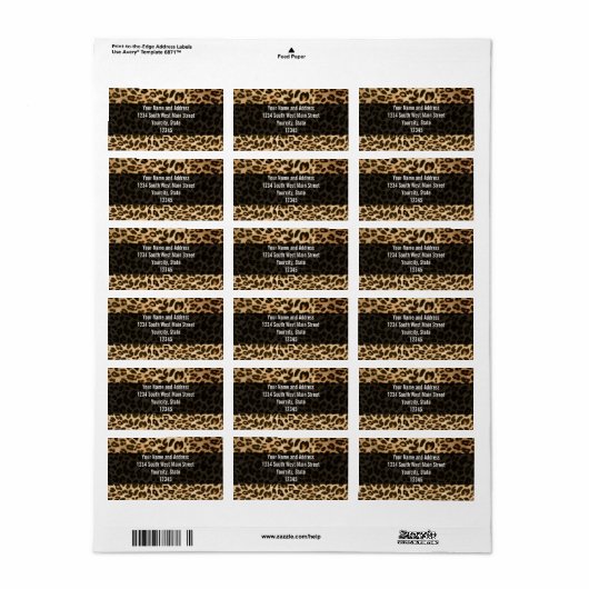 Hintergrund der Leopard-Printwerbung Adressaufkleber (Vorne)