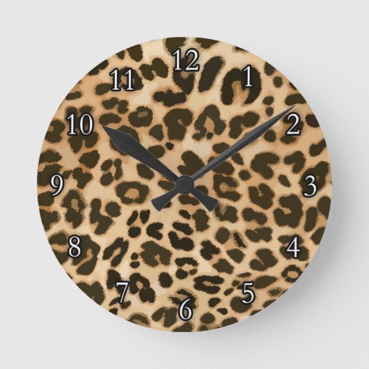 Hintergrund der Leopard-Printwerbung Runde Wanduhr (Vorderseite)