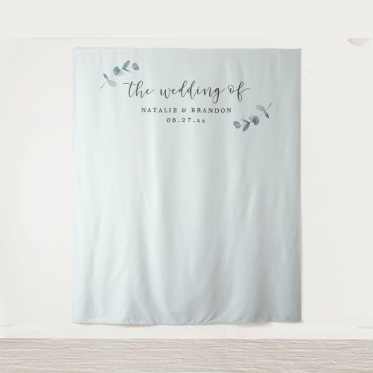 Hintergrund der Minimalistischen Eukalyptus-Hochze Wandteppich (Vorderseite)