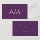 Hintergrund der Minimalistischen Monogramm-Lavende Visitenkarte (Vorne/Hinten)