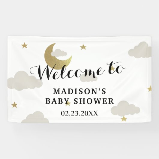 Hintergrund der Moon and Back Star Clouds Babydusc Banner (Horizontal)