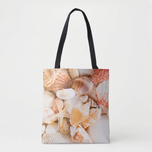 Hintergrund der Muscheln: Meeresthema. Tasche (Vorderseite)