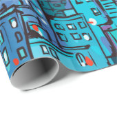 Hintergrund der Nacht Stadtbild. Handgezeichnete I Geschenkpapier (Rolleneckpunkt)