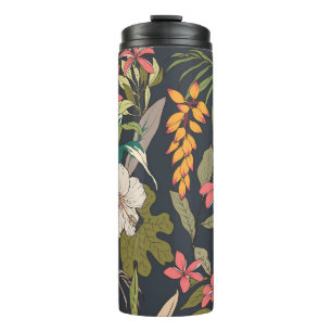 Hintergrund der nahtlosen tropischen Blume Thermosbecher