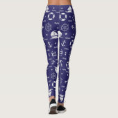 Hintergrund der nautischen Navy Blauer nahtloser M Leggings (Rückseite)