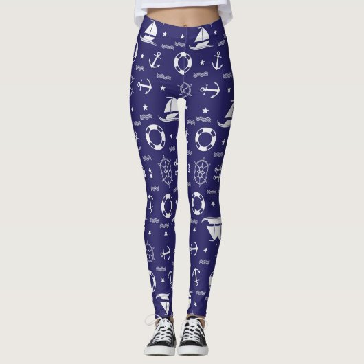 Hintergrund der nautischen Navy Blauer nahtloser M Leggings (Vorderseite)
