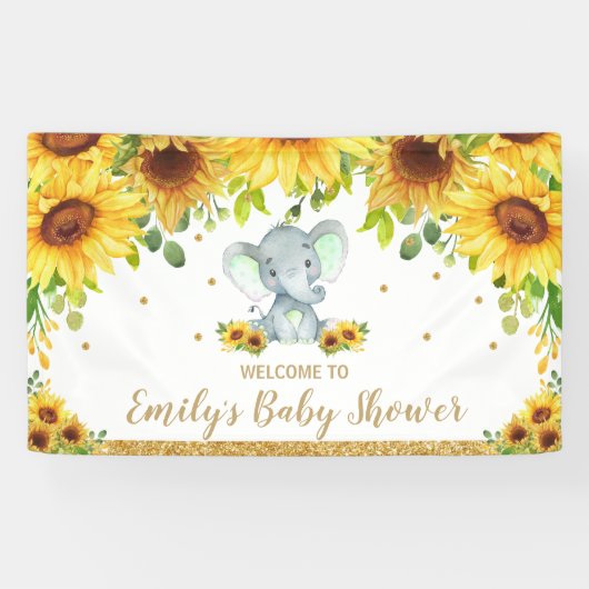 Hintergrund der neutralen Babydusche mit Elephant Banner (Horizontal)