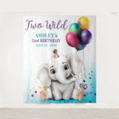 Hintergrund der niedlichen ElefantenGeburtstagspar Wandteppich (Vorderseite)