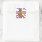 Hintergrund der niedlichen Kangaroo- und Joey-Flag Quadratischer Aufkleber (Tasche)