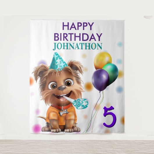 Hintergrund der niedlichen Welpenhündin Wandteppich (Vorderseite)