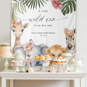 Hintergrund der niedlichen Wildtier-Babydusche Wandteppich
