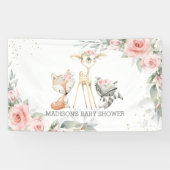 Hintergrund der niedlichen Woodlandtiere Blumendus Banner (Horizontal)