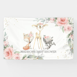Hintergrund der niedlichen Woodlandtiere Blumendus Banner