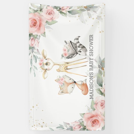 Hintergrund der niedlichen Woodlandtiere Blumendus Banner (Vertikal)