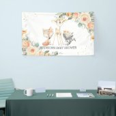 Hintergrund der niedlichen Woodlandtiere Blumendus Banner (Messeveranstaltung)