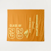 Hintergrund der Orange & Gold Custom Graduation Pa Wandteppich (Vorderseite (Horizontal))