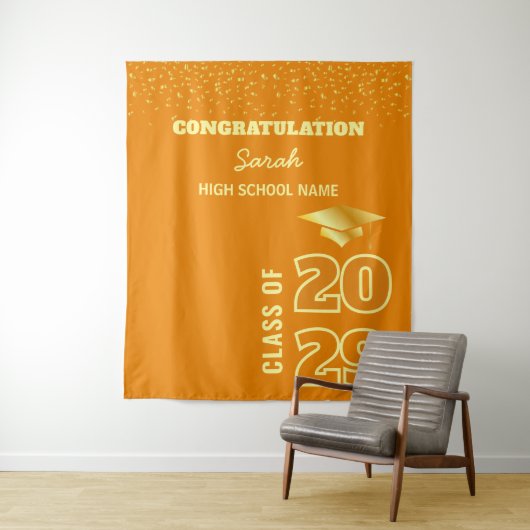 Hintergrund der Orange & Gold Custom Graduation Pa Wandteppich (Beispiel)