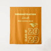 Hintergrund der Orange & Gold Custom Graduation Pa Wandteppich (Vorderseite)