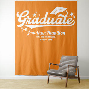 Hintergrund der Orange Graduation Party Wandteppich