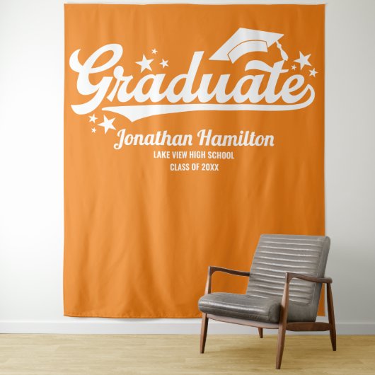 Hintergrund der Orange Graduation Party Wandteppich (Beispiel)