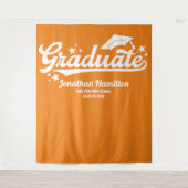 Hintergrund der Orange Graduation Party Wandteppich (Vorderseite)