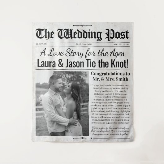 Hintergrund der personalisierten Hochzeitung mit F Wandteppich (Vorderseite)