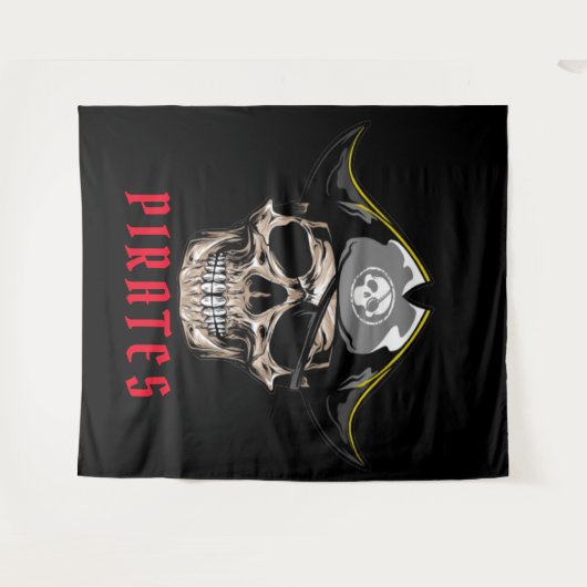 Hintergrund der Pirate Skull-Piratenflagge Wandteppich (Vorderseite (Horizontal))