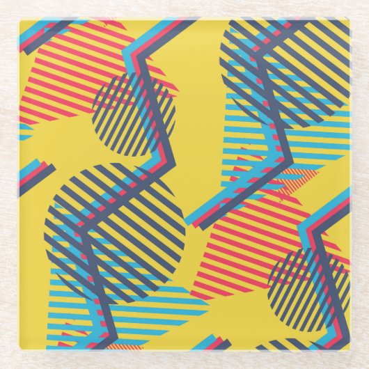 Hintergrund der Pop-Kunst, abstrakte geometrische Glasuntersetzer (Vorderseite)