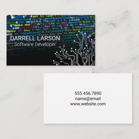 Hintergrund der Programmiersprache | Tech Nodes Gr Visitenkarte (Vorne/Hinten)