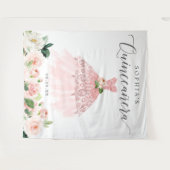 Hintergrund der Quinceanera 15. Geburtstagsparty Wandteppich (Vorderseite (Horizontal))