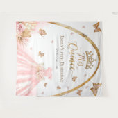 Hintergrund der Quinceanera | Blütenrosa Rosa Gour Wandteppich (Vorderseite (Horizontal))