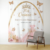 Hintergrund der Quinceanera | Blütenrosa Rosa Gour Wandteppich (Beispiel)