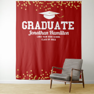 Hintergrund der Red Gold Graduation Party Wandteppich