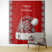 Hintergrund der Red Weihnachtsmannmütze Wandteppich (Beispiel)