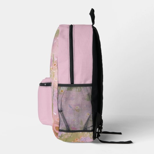 Hintergrund der rosa Frühlingshügel Bedruckter Rucksack (Rechts)