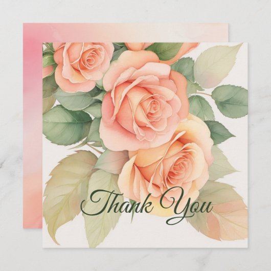 Hintergrund der Rose Peach Fuzz Floral Dankeskarte (Vorne/Hinten)