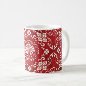 Hintergrund der roten chinesischen Spiralspirale. Kaffeetasse (VorderseiteRechts)