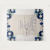 Hintergrund der Royal Rose Blue Floral Brautparty Wandteppich (Vorderseite (Horizontal))
