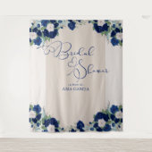 Hintergrund der Royal Rose Blue Floral Brautparty Wandteppich (Vorderseite)