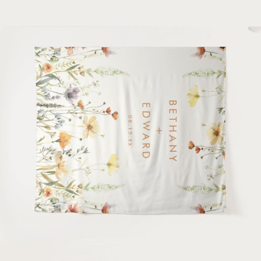 Hintergrund der rustikalen Wildblume Wandteppich (Vorderseite (Horizontal))