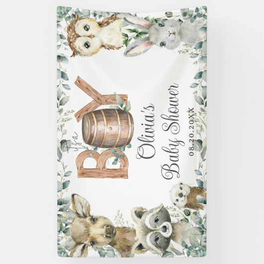 Hintergrund der rustikalen Woodland Animals Boy Ba Banner (Vertikal)