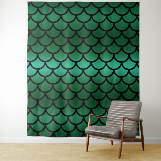 Hintergrund der Schwarz-Grün-Meerjungfrau-Fotograf Wandteppich (Beispiel)